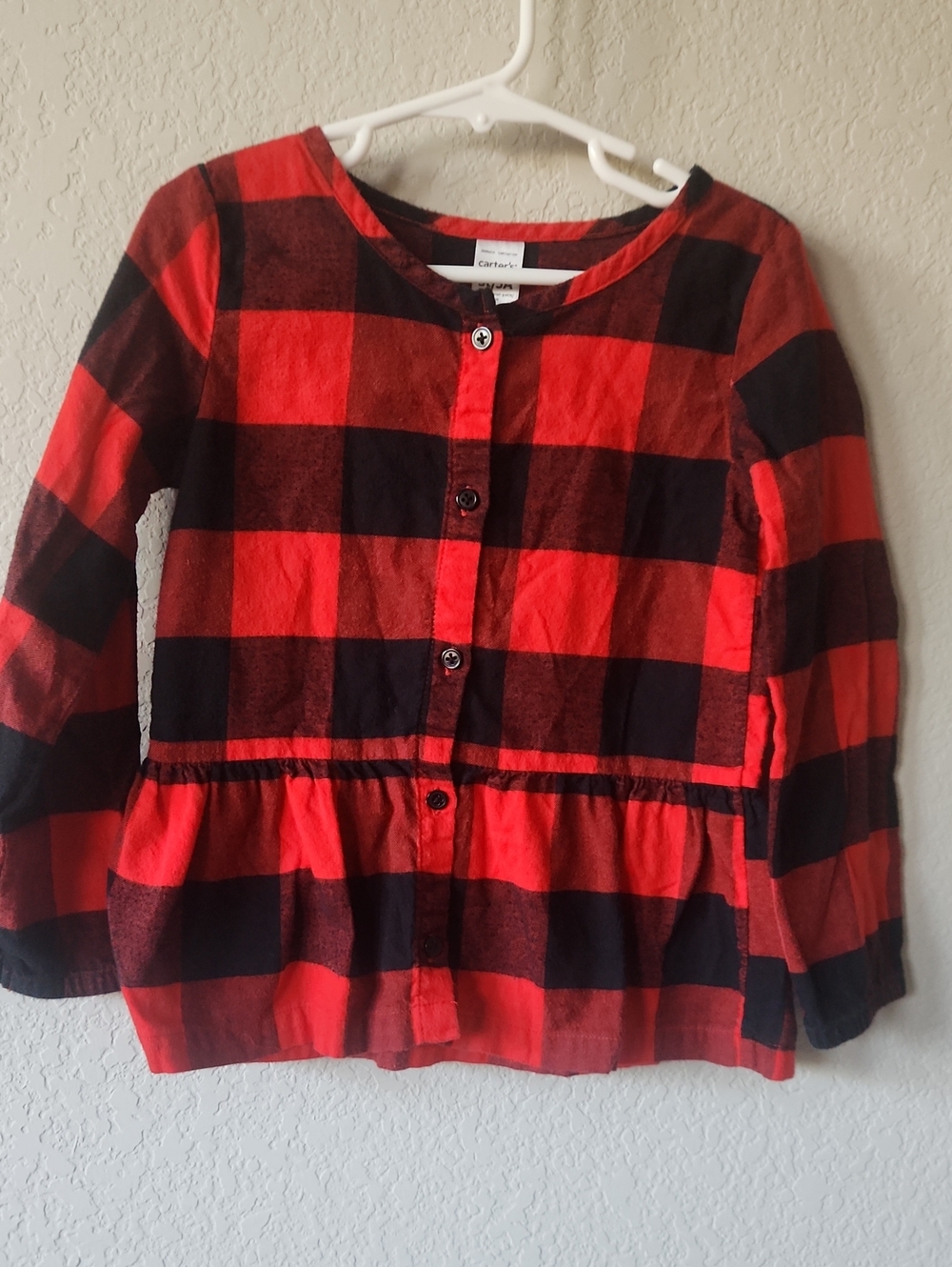 Carter's Red and Black Plaid Button-Front Kids Top